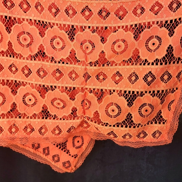 Free People Just Like Honey Coral Handkerchief Lace Overlay Midi Dress size 0 - Picture 11 of 16